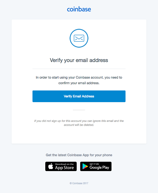 Coinbase transactional email