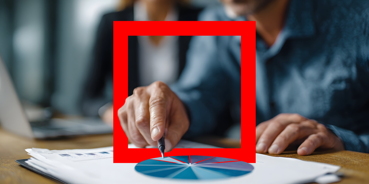 Visual of hand pointing to chart, representing data-driven affiliate growth through AI and ethical partnerships.