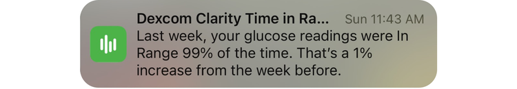 A Dexcom personalized push notification