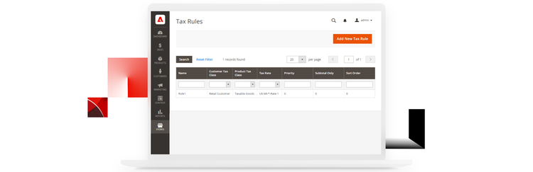 Online sales tax rules dashboard