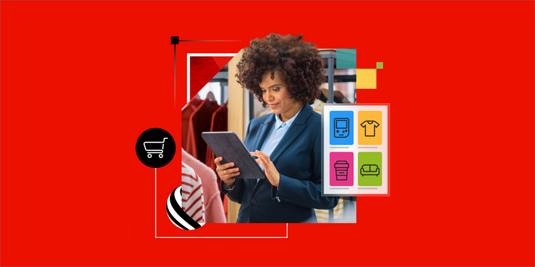 A store owner edits her website on an iPad using modern retail personalization.