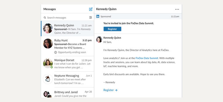 LinkedIn advertising: Sponsored messaging