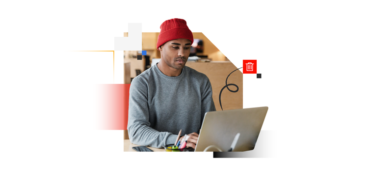Man learns about backlog grooming on his laptop.