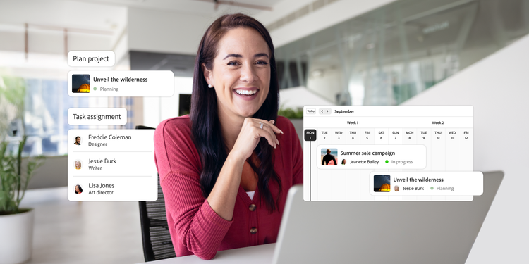 Project management tool to track task progress and scheduling within a collaborative work setting.