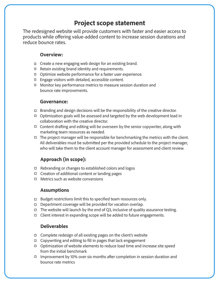 research project scope example