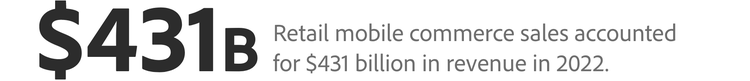 Retail mobile commerce sales accounted for $431B in revenue in 2022.