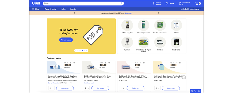 B2B ecommerce website example 8 - Quill