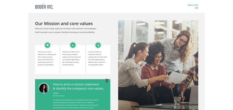 Corporate mission and core values