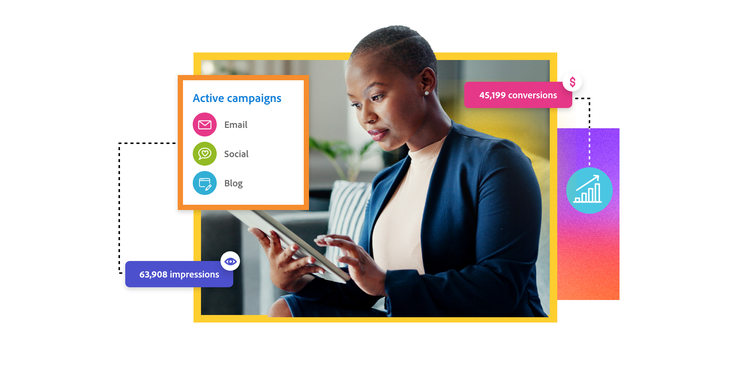 Woman learns about the benefits of digital marketing on her phone