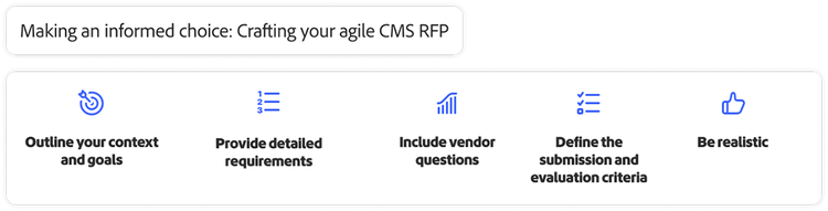 Illustration showing key steps for creating a well-defined agile CMS RFP.