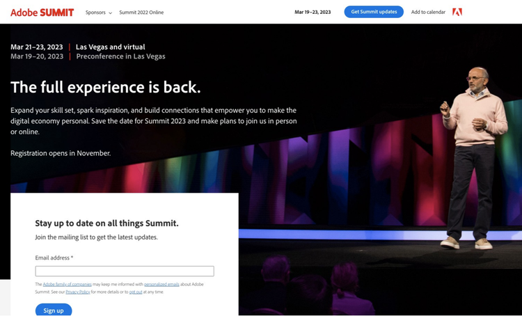 Adobe Summit landing page