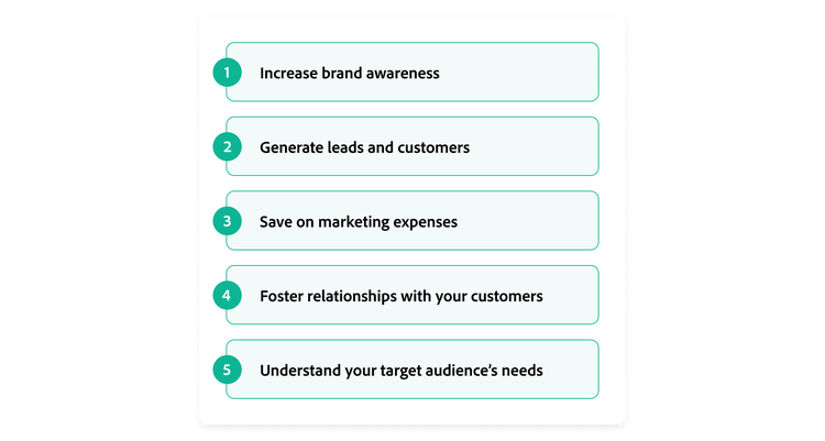 Chart displaying a list of reasons to use a social media marketing strategy.