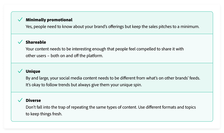 Chart with four ways to keep your content useful and interesting for your audience.