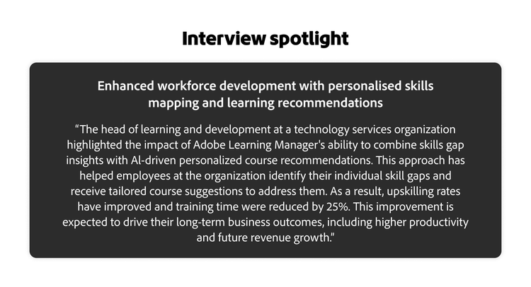 Excerpt from Forrester’s report on The Total Economic Impact™ Of Adobe Learning Manager.