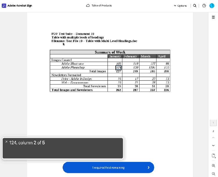 Animation of a user editing a PDF document while maintaining navigation and structure elements.