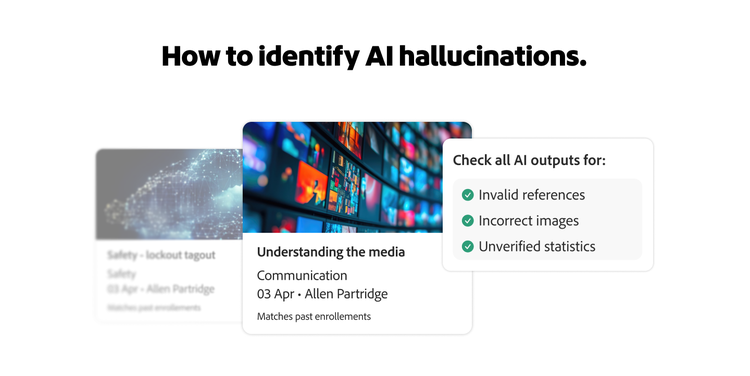 A graphic showing how to test AI-generated outputs for hallucinations.