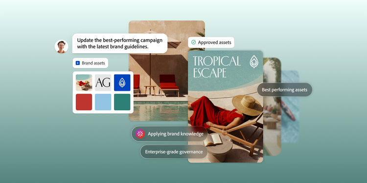 Brand knowledge graph showing relationships between assets, guidelines, campaigns, and approvals.