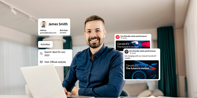 A person being targeted with personalized offers based on their profile and browsing behavior.