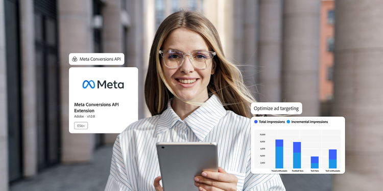 An interface showcasing Meta Conversions API Extension and ad targeting performance feature.