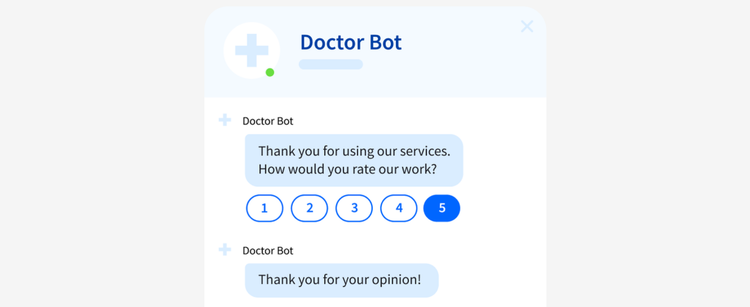 Request healthcare customer feedback via chatbots