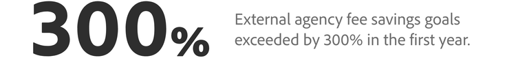 External agency fee savings goals exceed by 300% in their first year.