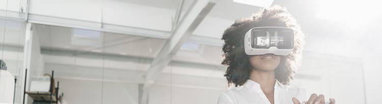 Woman wearing a VR headset