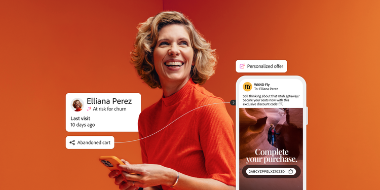 Illustration depicting an at-risk customer being targeted with personalized offers to prevent churn.