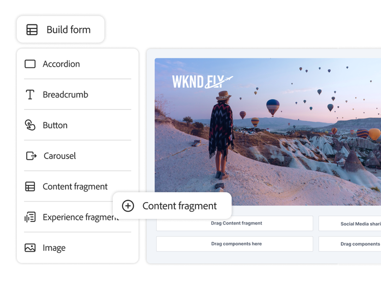 Content Fragments and Experience Fragments being used to create a form
