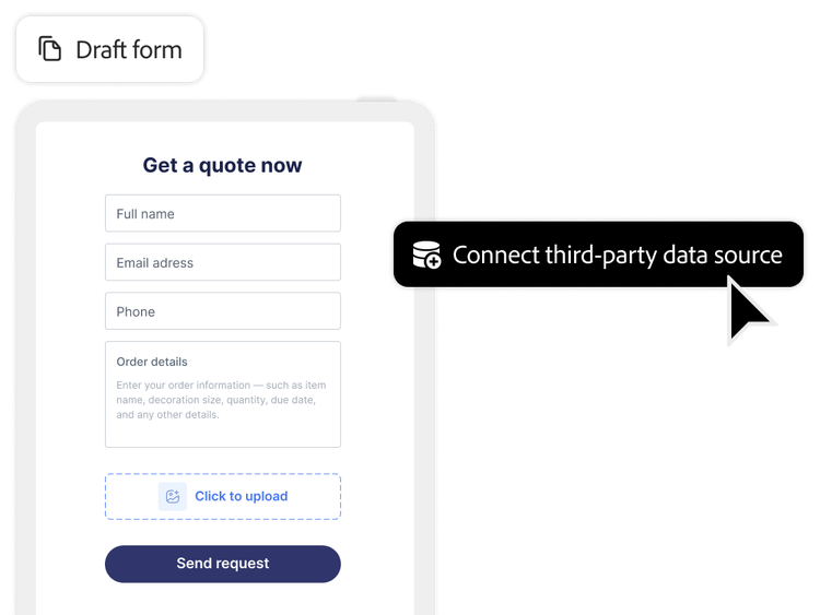 Form connecting to third-party data source