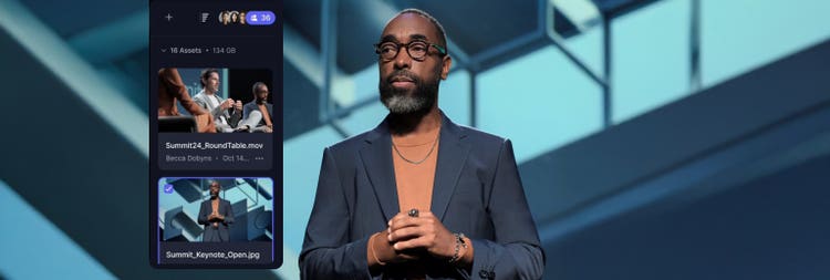 Ordinateur portable affichant la page Web d'Adobe Frame.io pour les entreprises