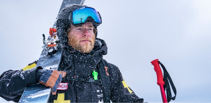 Nahaufnahme eines Skifahrers