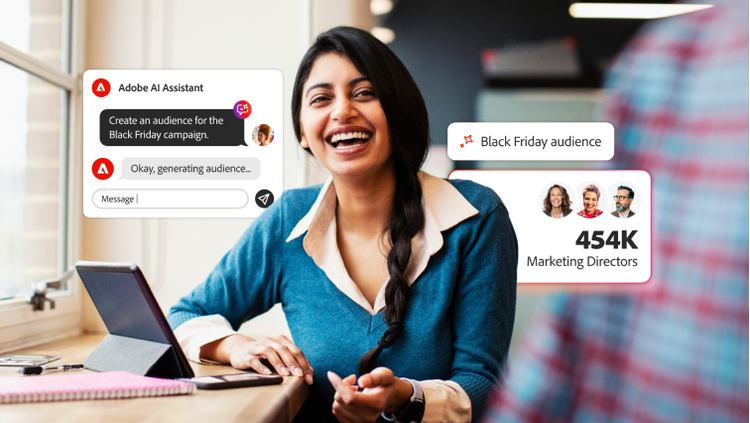 Responsable marketing utilisant l’Assistant&nbsp;IA pour générer l’audience cible d’une campagne à l’occasion du Black Friday.