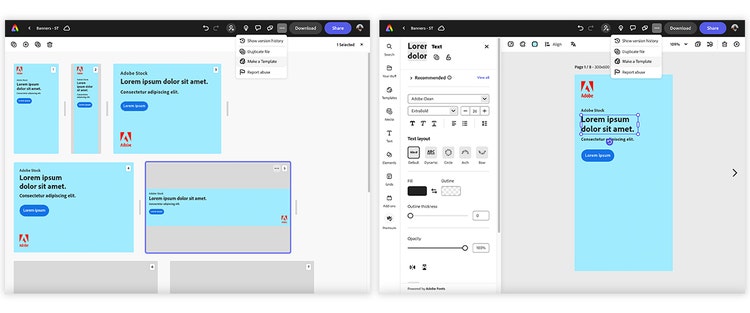 Adobe Express seasonal templates for Adobe Stock team.