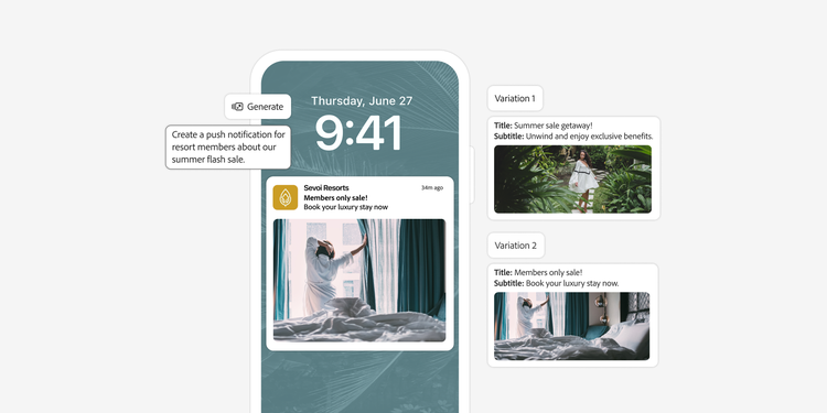 KI-Potenzial in Adobe Journey Optimizer mit dem KI-Assistenten für Content-Beschleunigung optimal einsetzen, Rahmengrafik