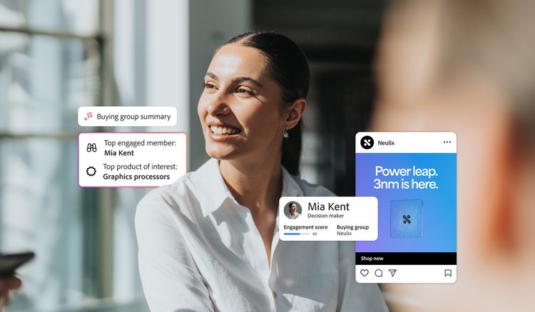 Dashboard-Ansicht von Adobe Customer Journey Analytics B2B Edition mit Diagrammen, Graphen und Datenvisualisierungen für das Tracking von Kundeninteraktionen und Performance-Metriken.
