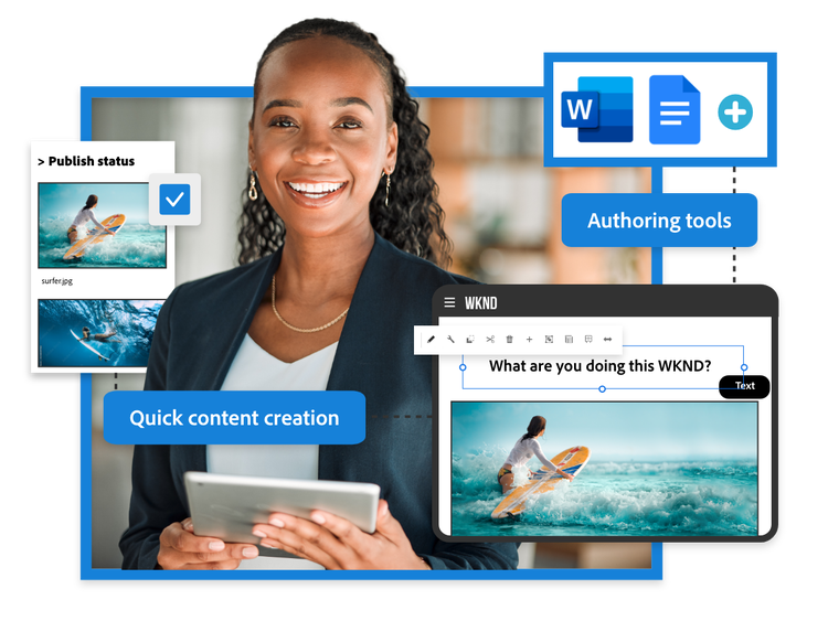 Content-Autorin, die Microsoft Word verwendet, um eine Reise-Website zu aktualisieren.