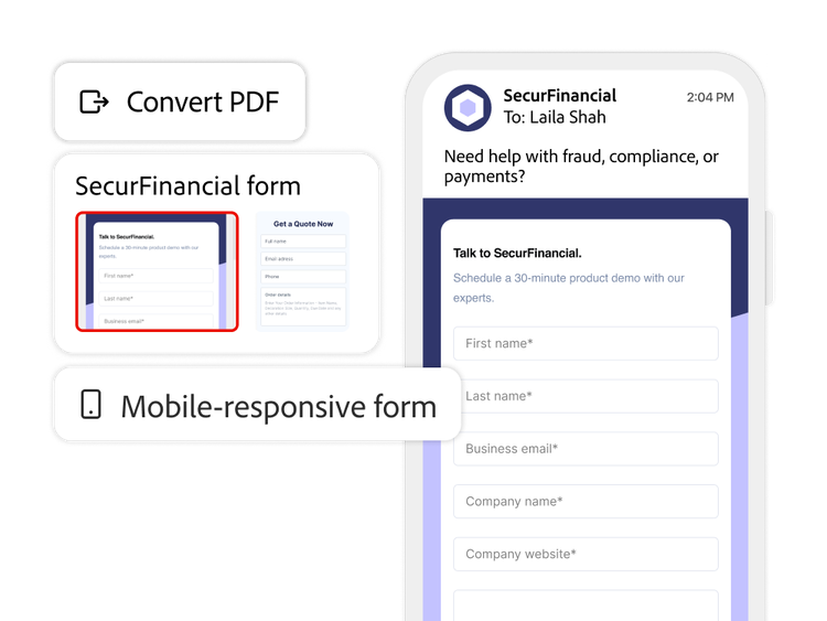 Financial services PDF form being converted into a mobile-responsive one