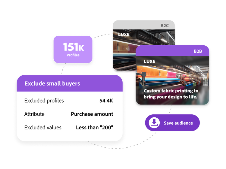 Analysis and segmentation for a fabric ad that excludes small buyers