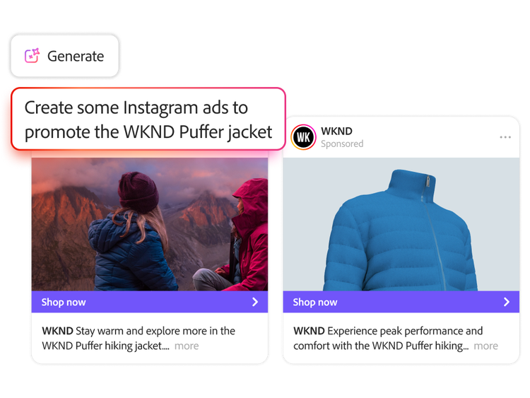 IA generativa creando anuncios de una chaqueta para Instagram
