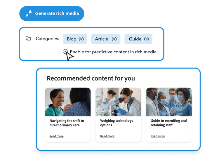 AI generating recommended rich media content.