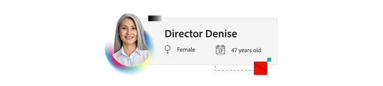 Perfil de una compradora tipo llamada Directora Denise, de 47 años.
