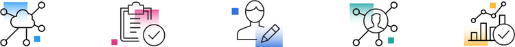 Icons representing the benefits of customer data management.