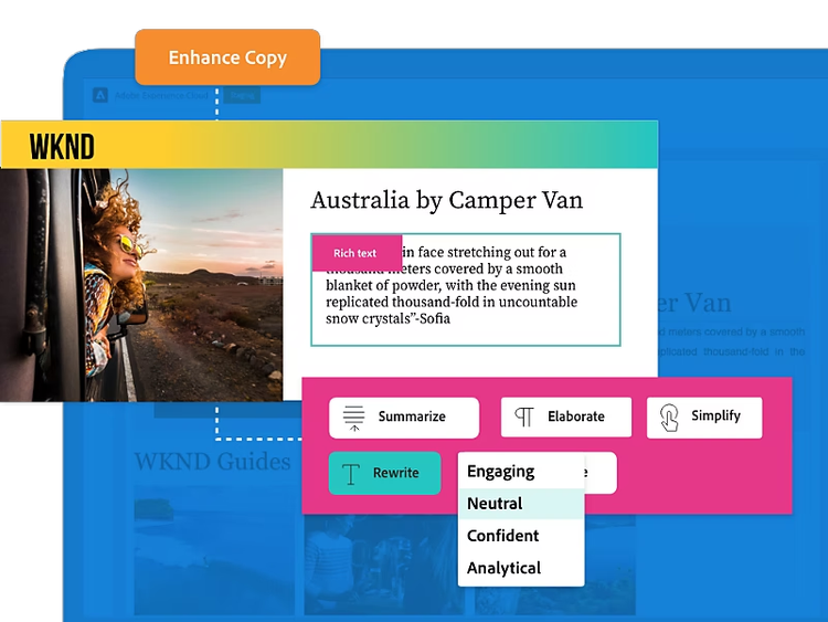 Sitio web de viajes usando la IA para hacer que el tono del texto sea más neutral