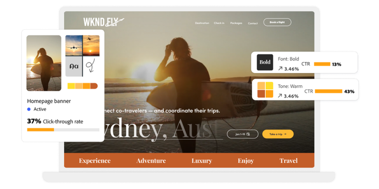Recopilación de información sobre el rendimiento de la página de inicio de un sitio web de viajes
