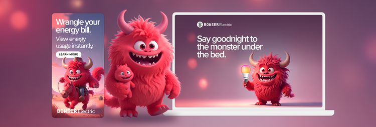 Personaje generado con el modelo personalizado de Firefly para un anuncio de una empresa eléctrica