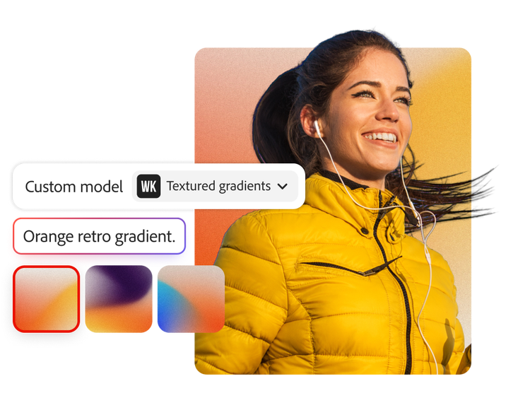 Activo de imagen con diferentes opciones de fondo de un modelo personalizado
