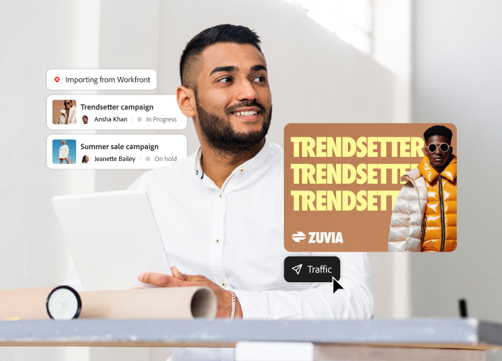 Experto en marketing gestionando un flujo de trabajo de campañas colaborativo y compuesto por varias tareas