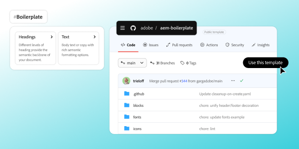 Una imagen que muestra la interfaz de Adobe Experience Manager.
