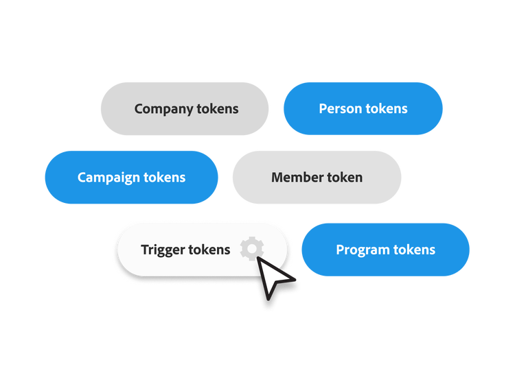 User selecting trigger based token out of six possible token options
