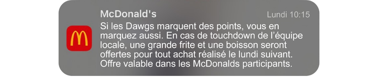 A McDonald's personalized push notification